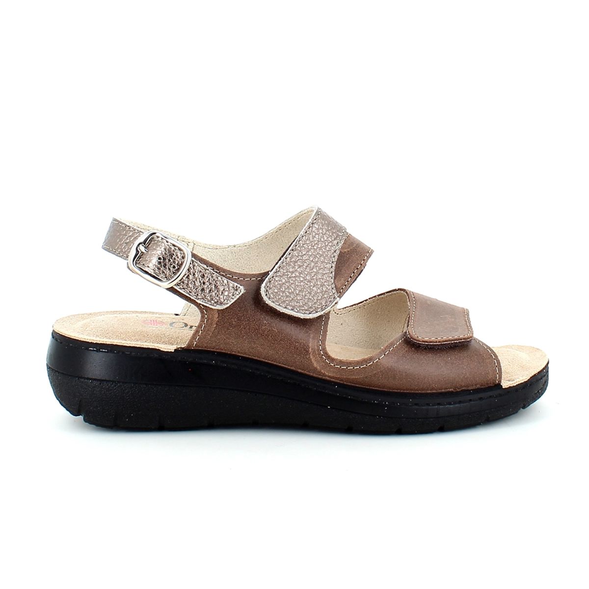 Bred skind sandal med velcro - 42