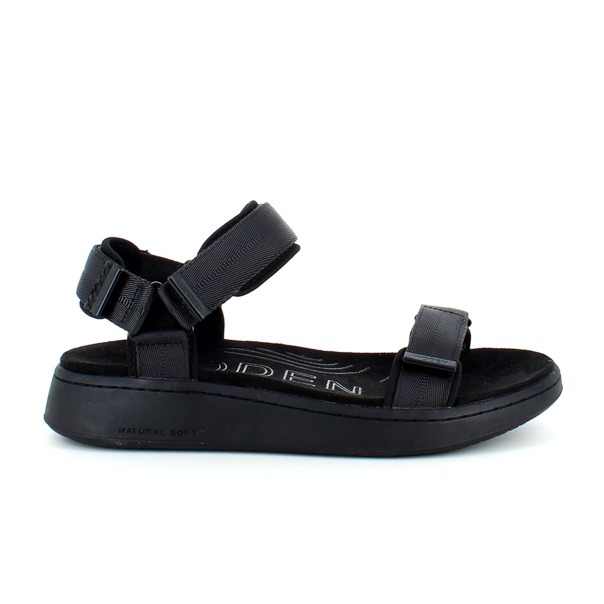 Sort Woden sandal med velcro remme og god komfort - 41