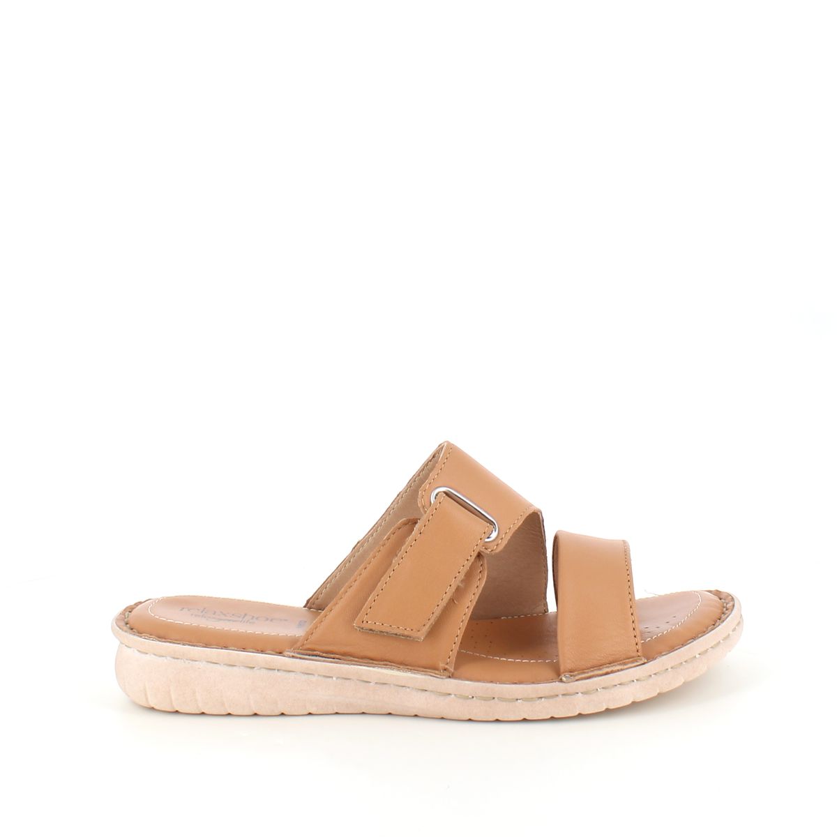 Brun skind slip on med justerbar rem fra Relaxshoe - 42