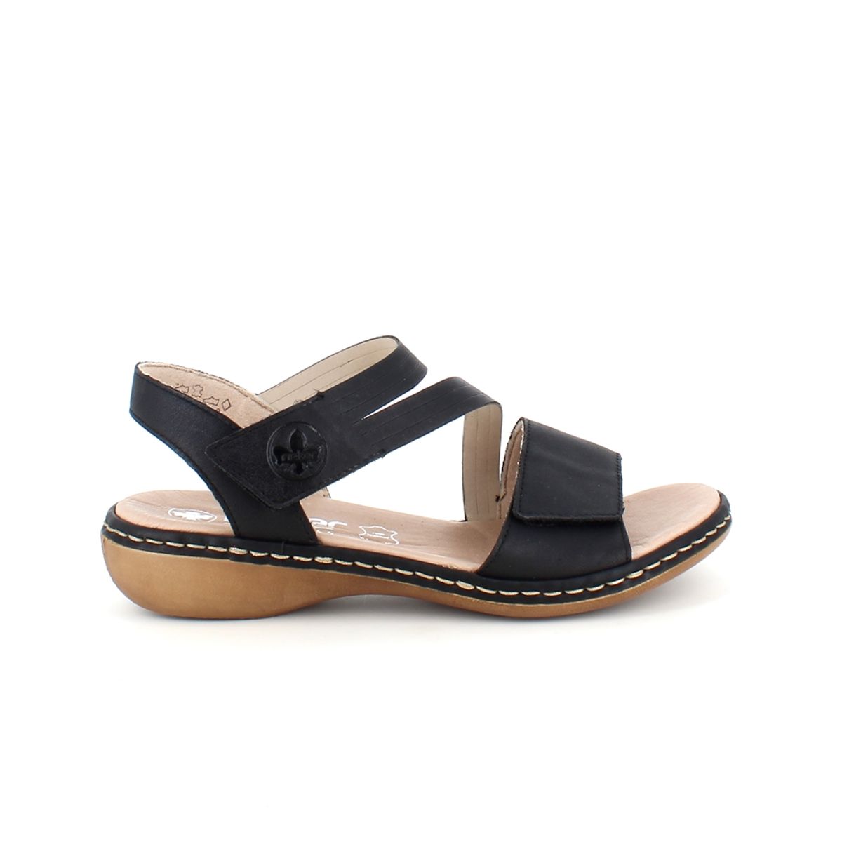 Elegant sort Rieker sandal med blød indersål - 38