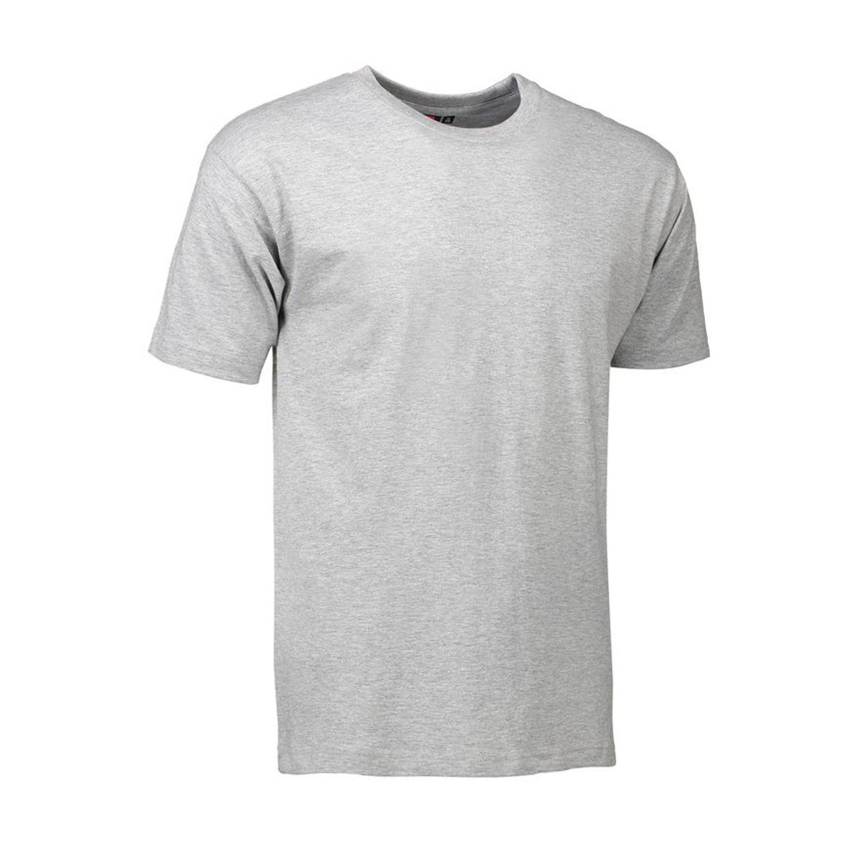 Nybo Grå Melange Herre Basic T-Shirt, Klassisk, Fire-Lags Ribkant - 3XL