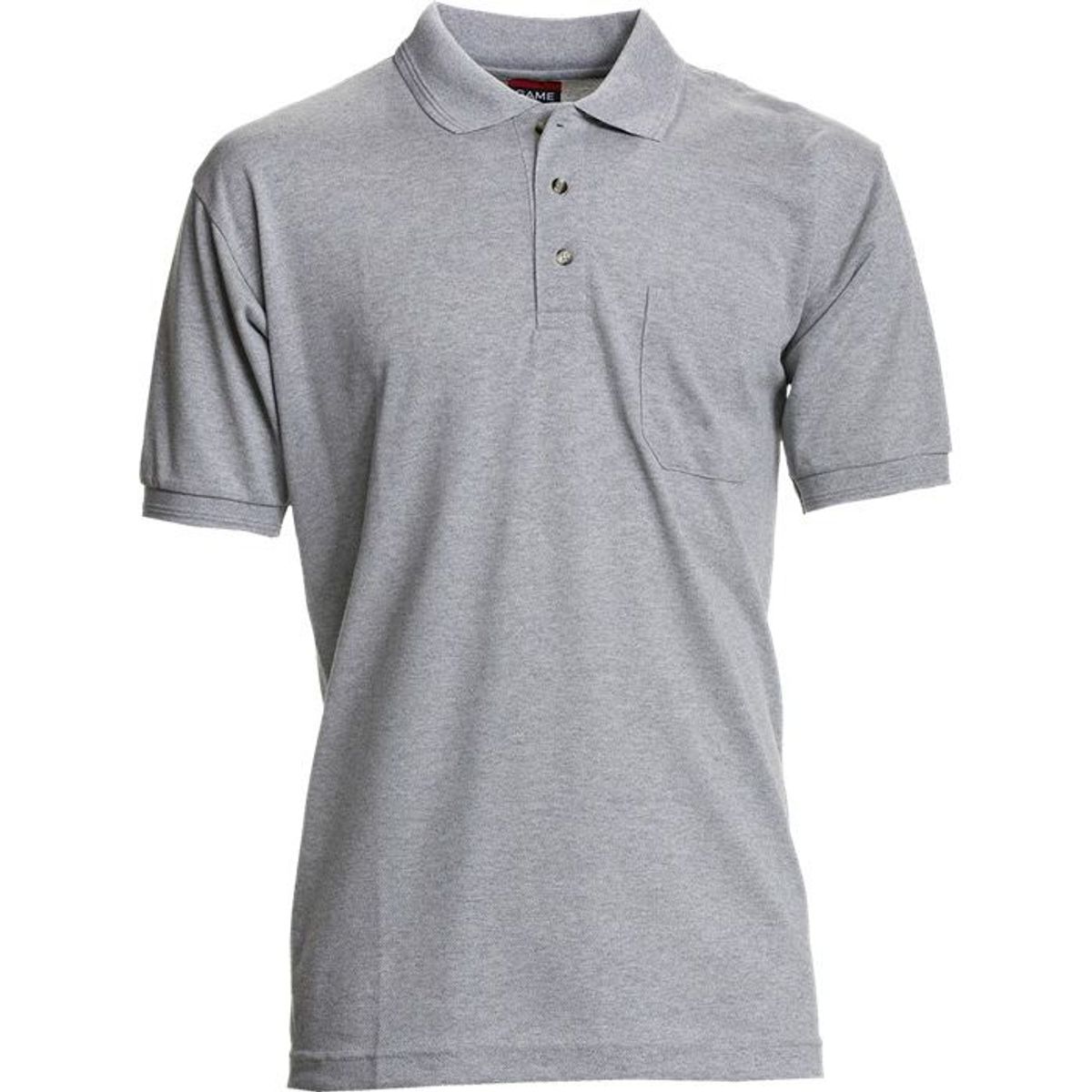 Nybo Grå Melange Herre Basic Polo T-shirt, Slidstærk, Brystlomme - XS