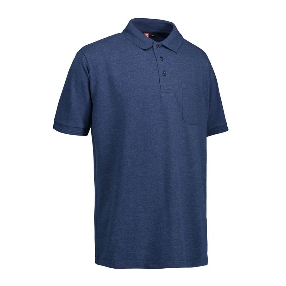 Nybo Blå Melange Herre Prowear Polo Shirt, Slidstærk, Brystlomme - 5XL